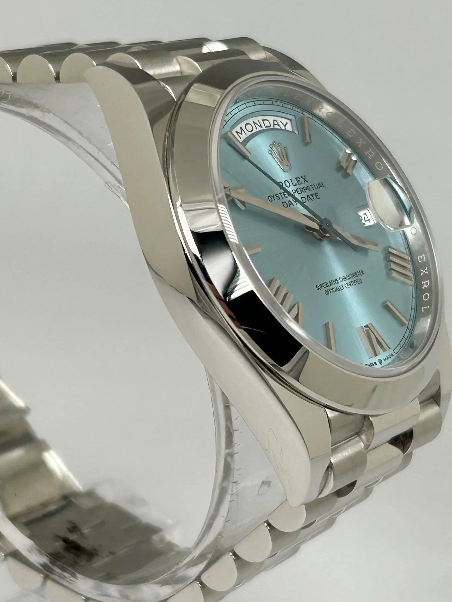 ROLEX DAY-DATE 40 ICE BLUE ROMAN DIAL PLATINUM DISCONTINUED 228206