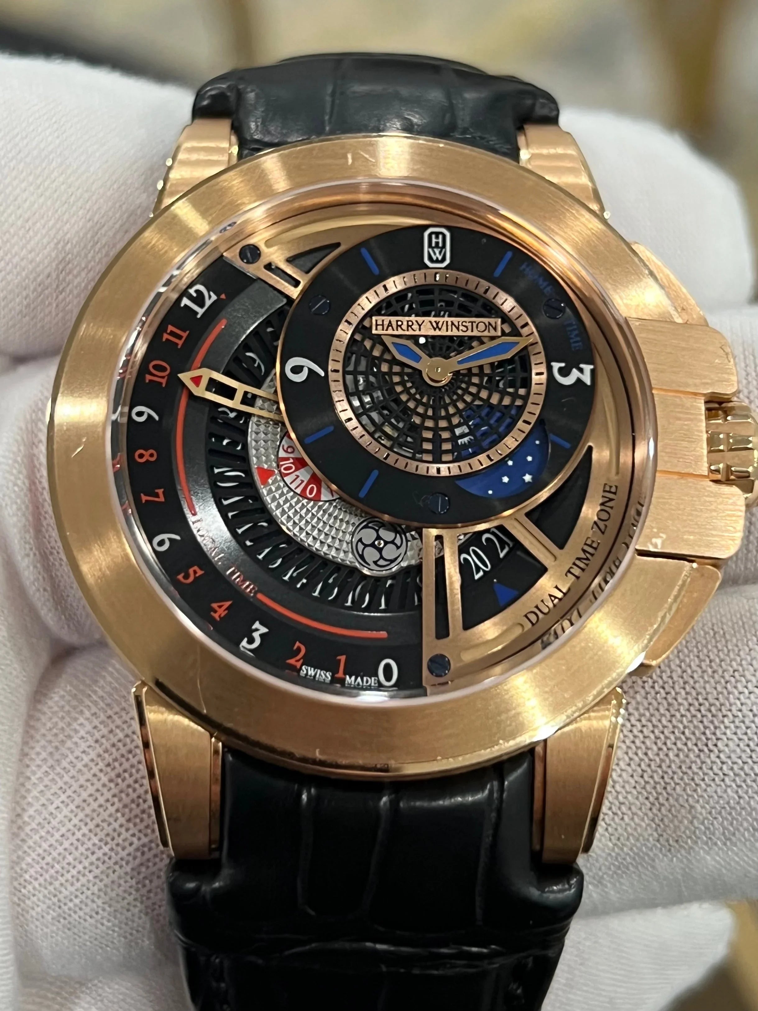 HARRY WINSTON OCEAN DUAL TIME ROSE GOLD OCEATZ44RR011
