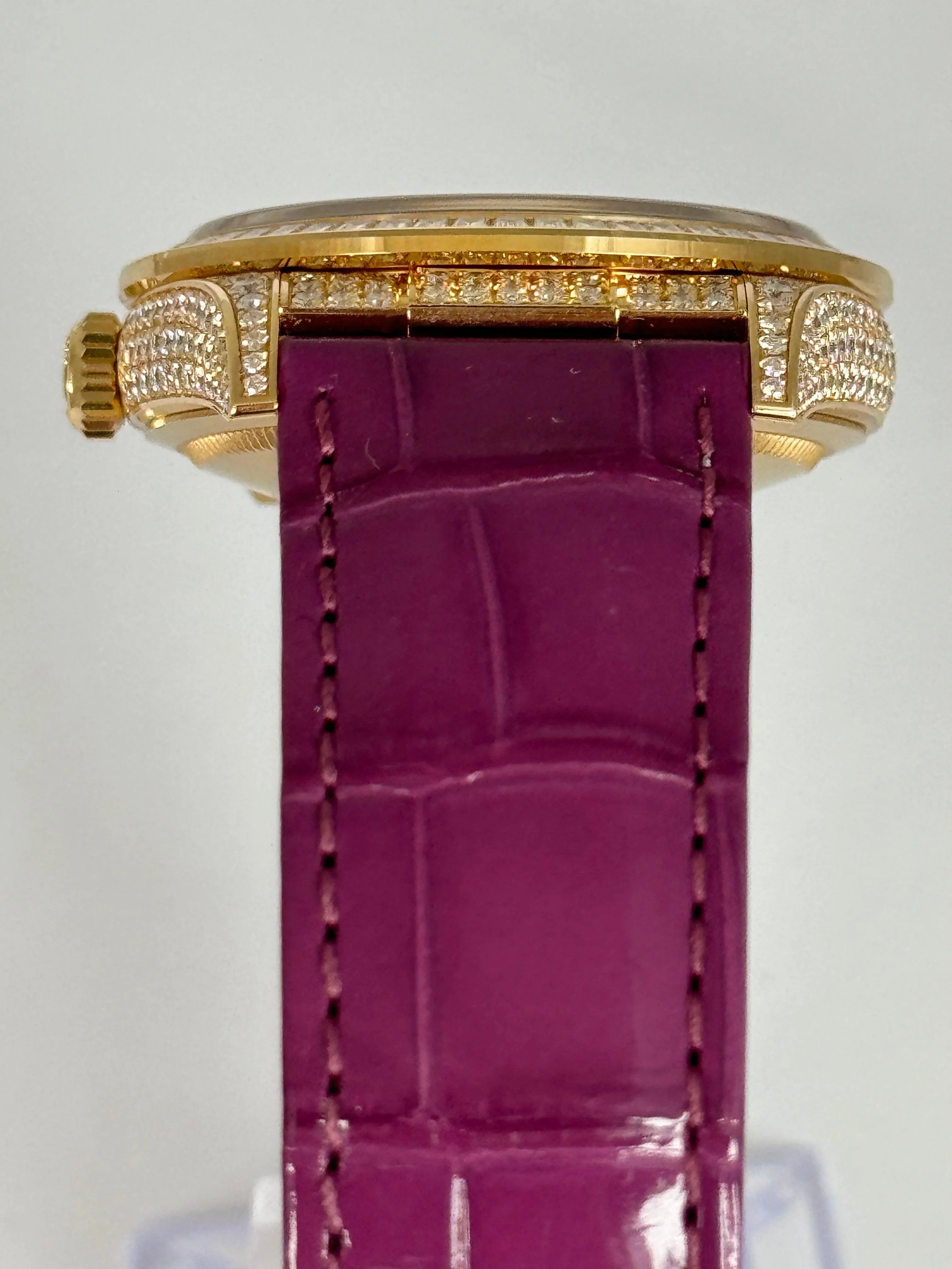 ROLEX DAY-DATE 36MM PURPLE BAGUETTE FULL FACTORY DIAMOND SET 128458TBR