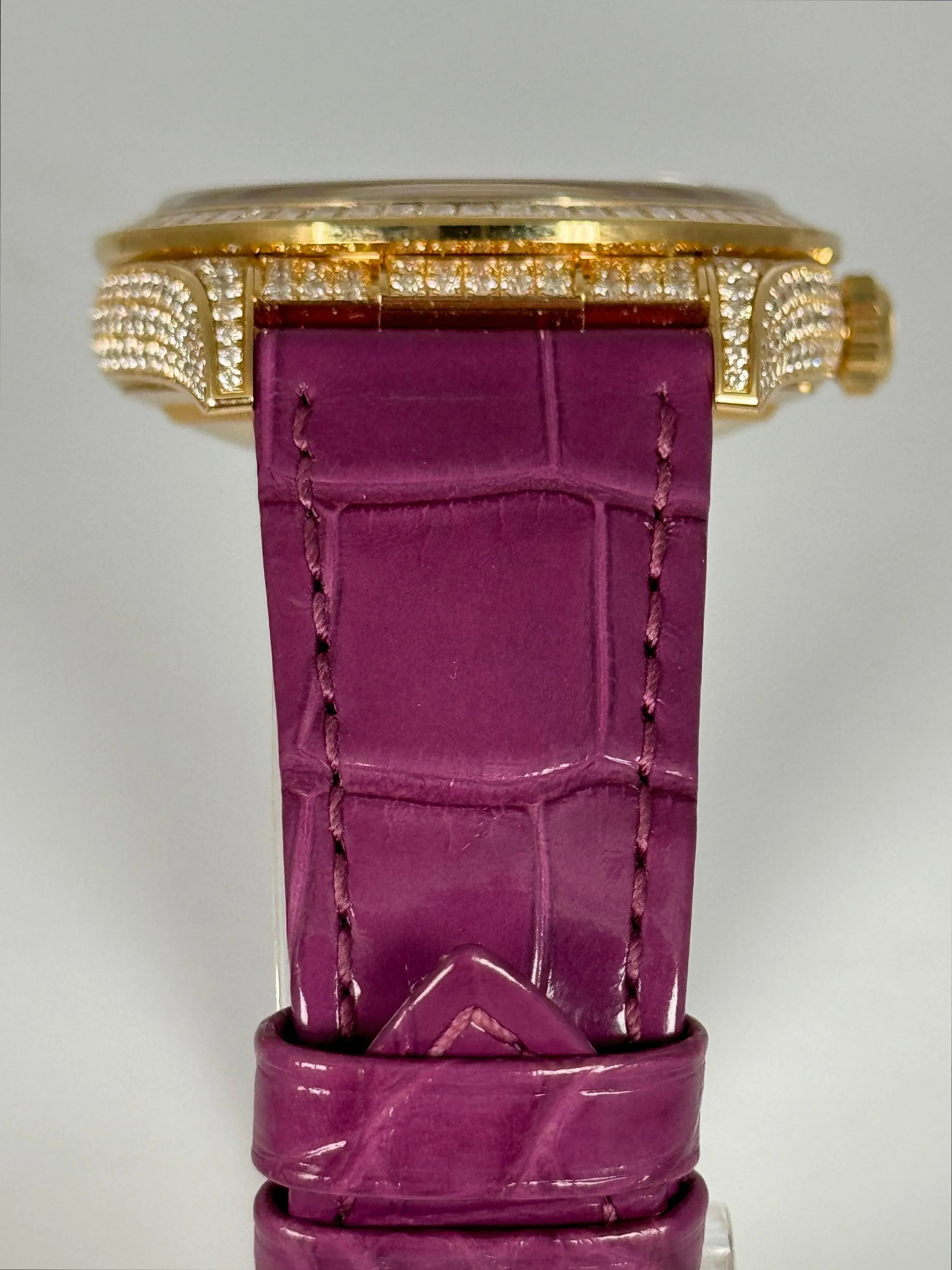 ROLEX DAY-DATE 36MM PURPLE BAGUETTE FULL FACTORY DIAMOND SET 128458TBR