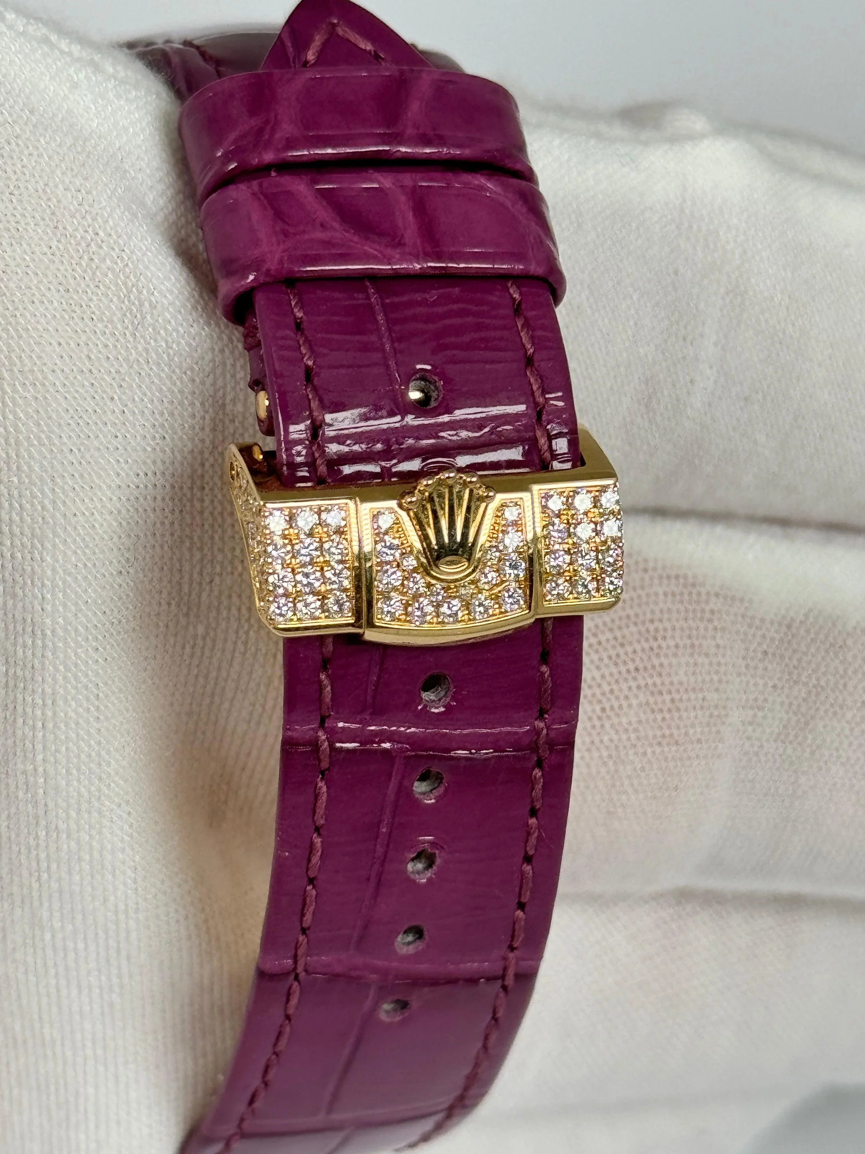 ROLEX DAY-DATE 36MM PURPLE BAGUETTE FULL FACTORY DIAMOND SET 128458TBR