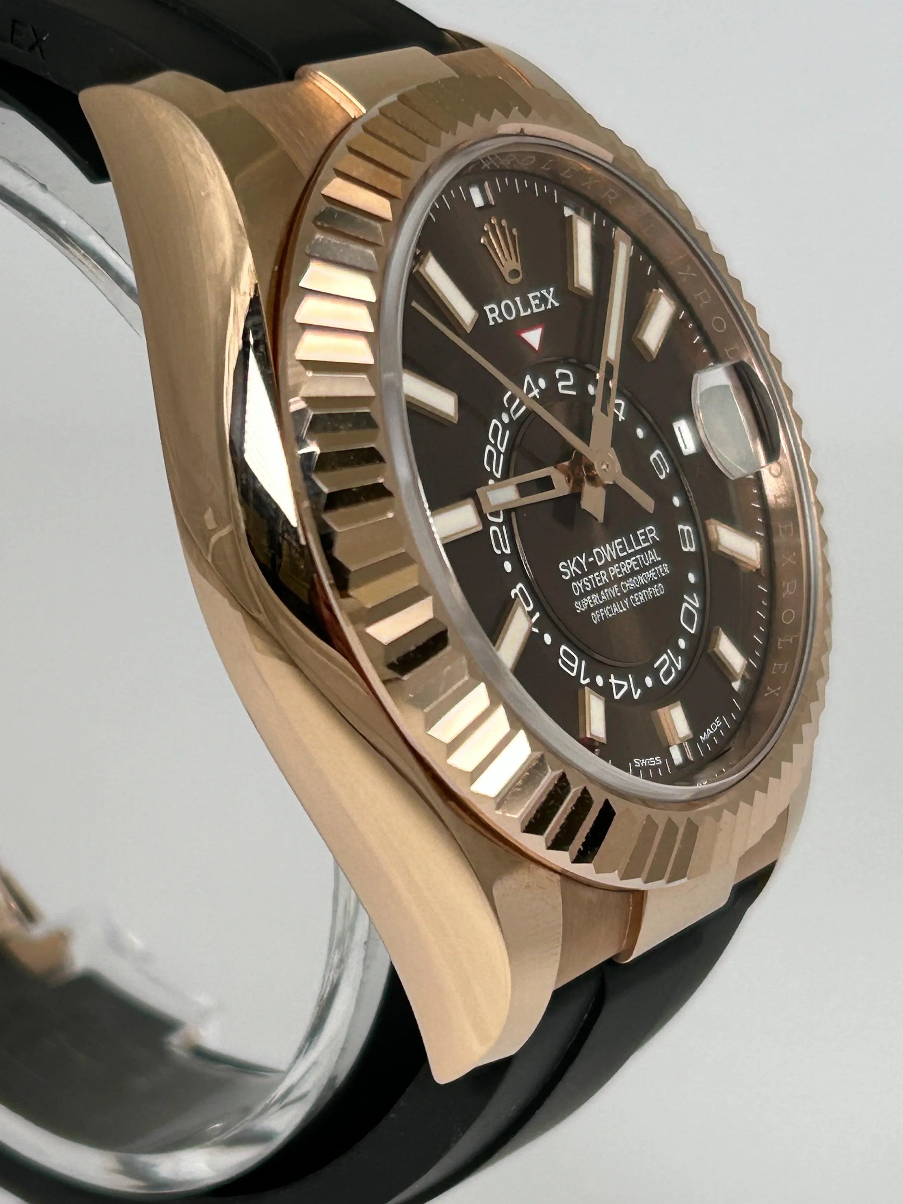 ROLEX SKY-DWELLER CHOCOLATE OYSTER FLEX ROSE GOLD 326235