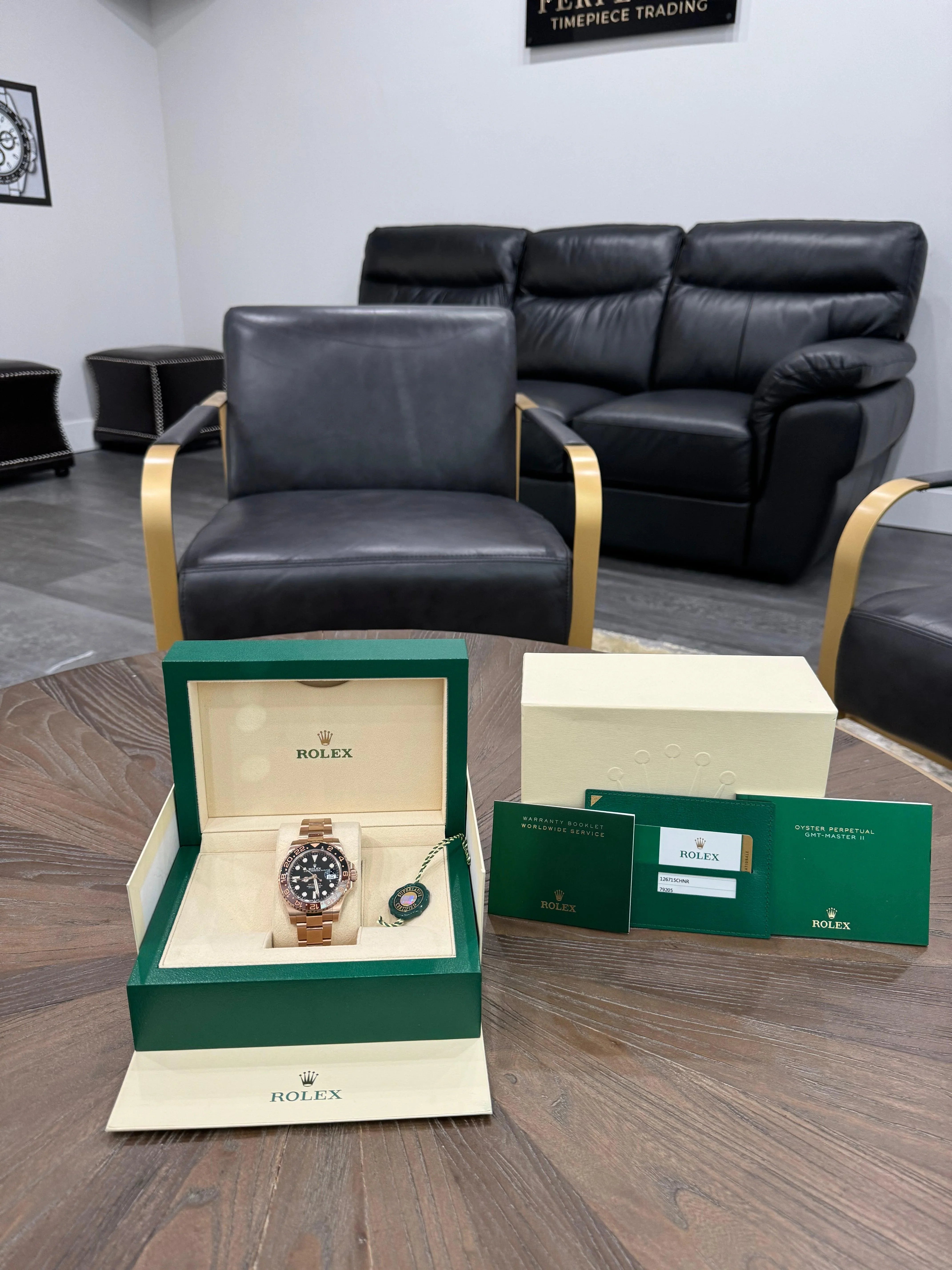 ROLEX GMT MASTER 2 ROOTBEER ROSE GOLD 126715CHNR