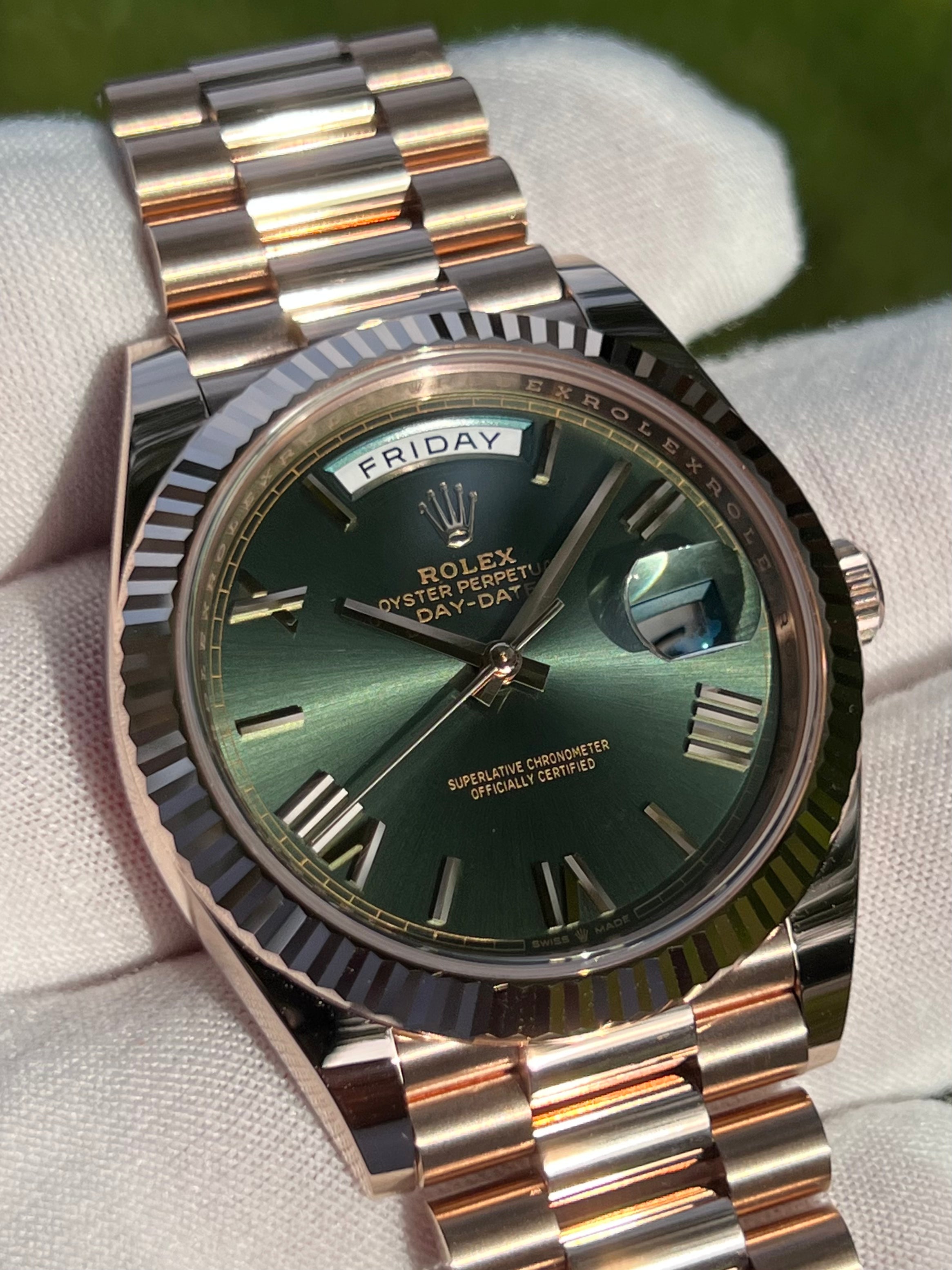 ROLEX DAY-DATE 40 OLIVE ROSE GOLD 228235