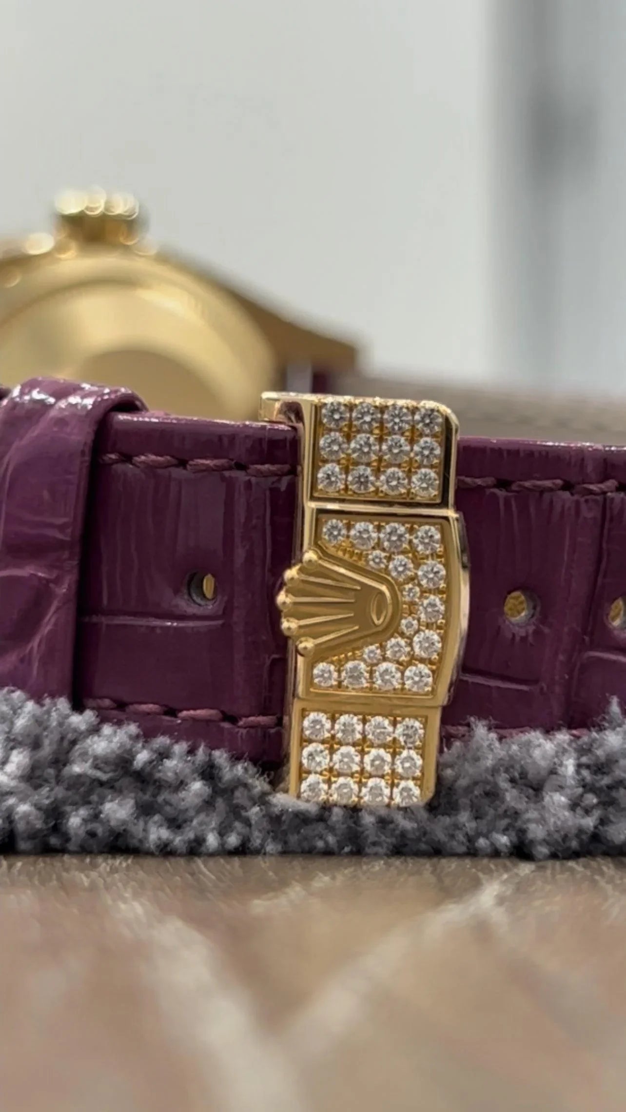 ROLEX DAY-DATE 36MM PURPLE BAGUETTE FULL FACTORY DIAMOND SET 128458TBR