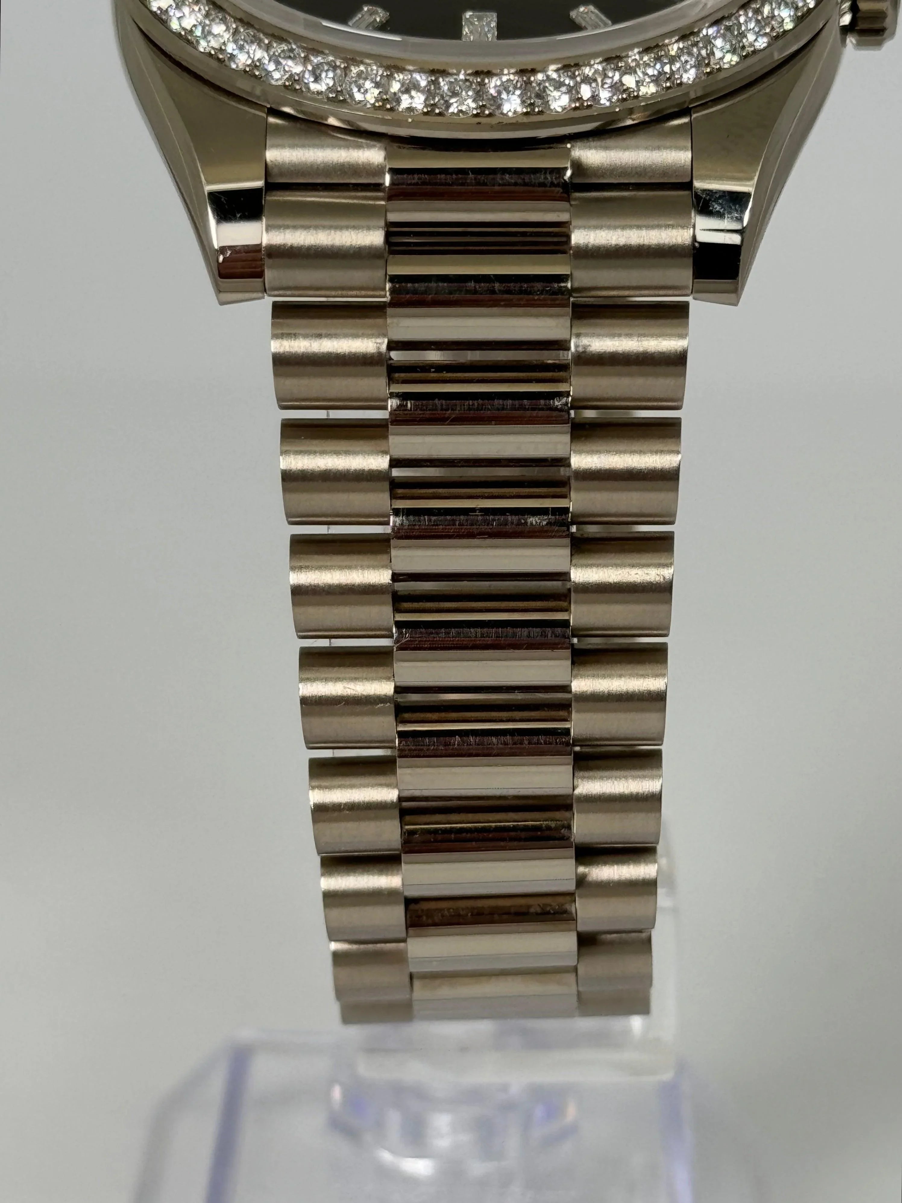 ROLEX DAY-DATE BLACK BAGUETTE DIAL DIAMOND BEZEL 228349RBR