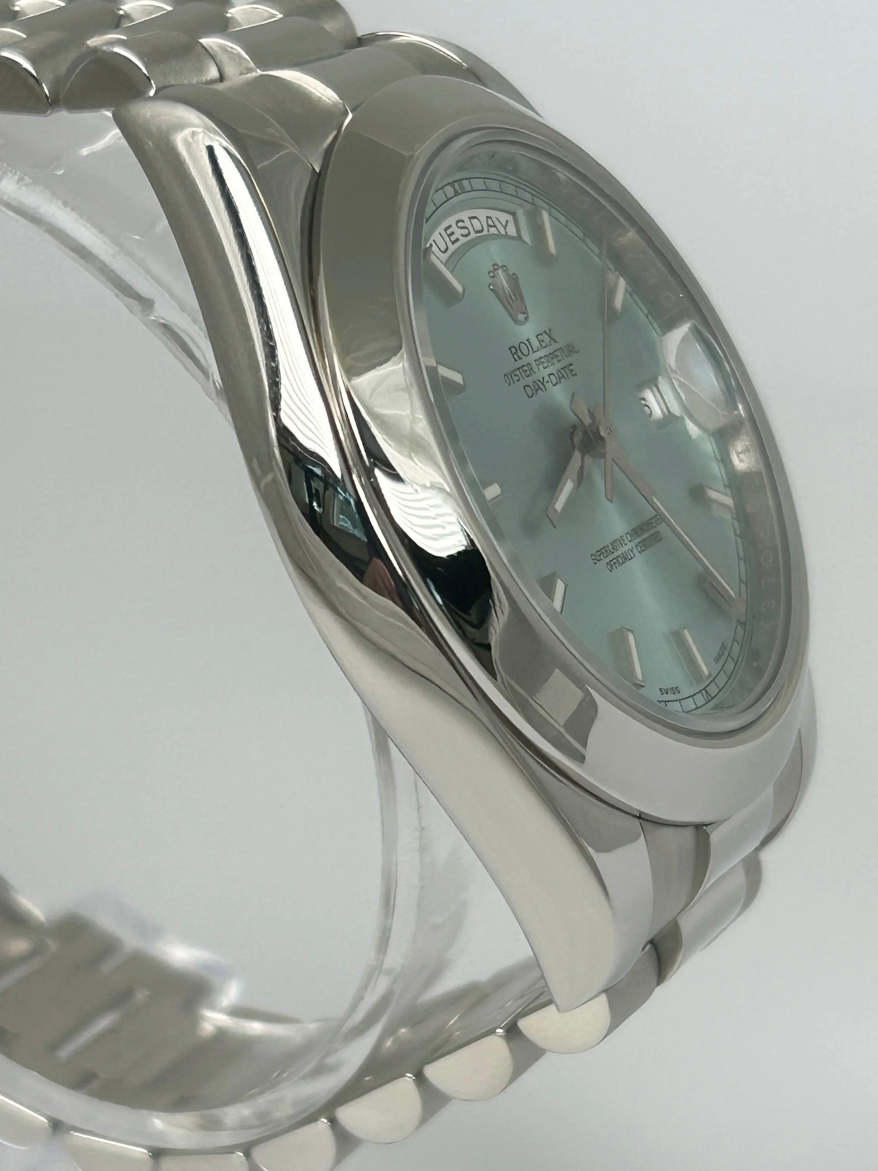 ROLEX DAY-DATE 41 GLACIER BLUE PLATINUM RARE DISCONTINUED 218206
