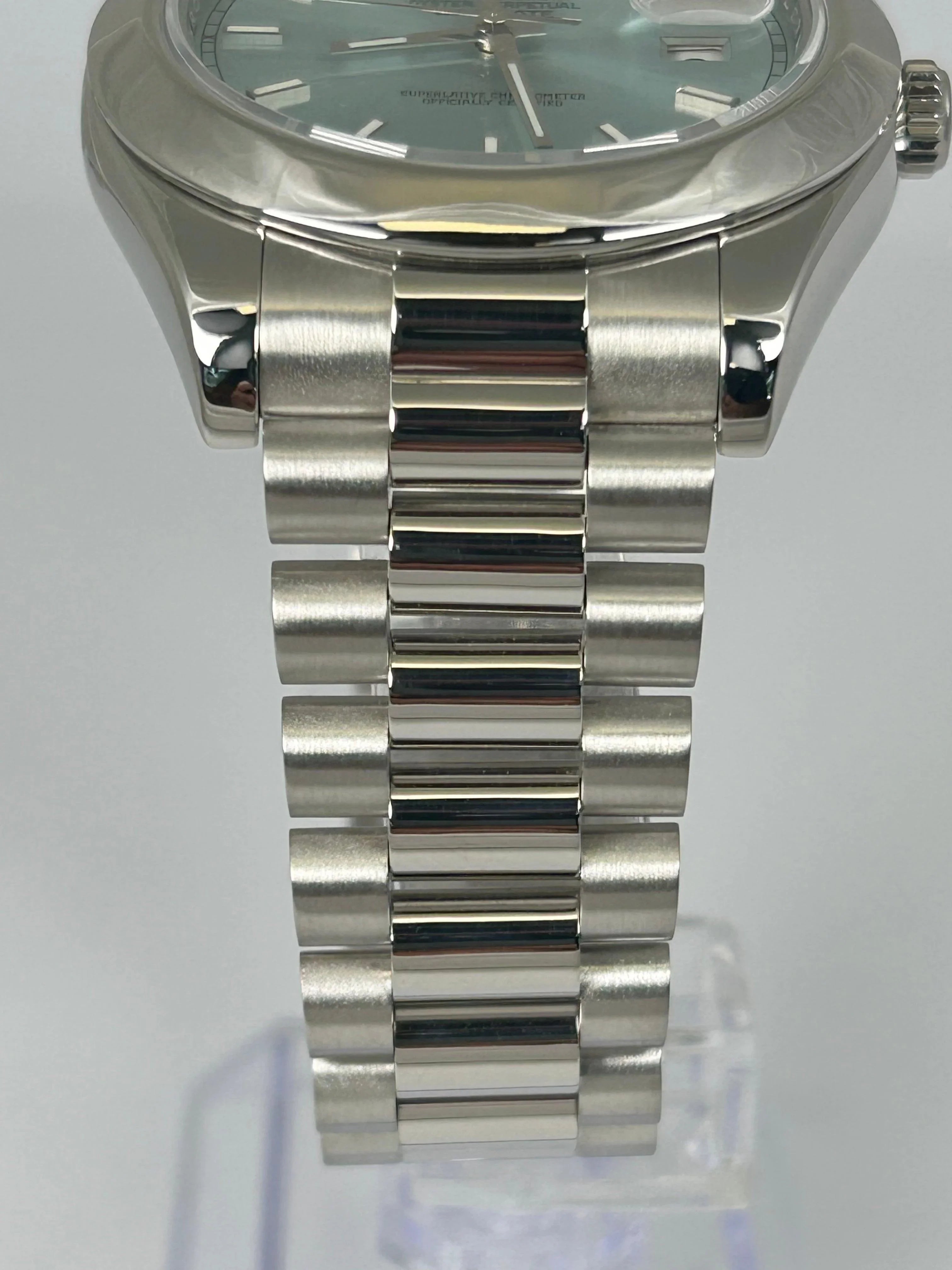 ROLEX DAY-DATE 41 GLACIER BLUE PLATINUM RARE DISCONTINUED 218206