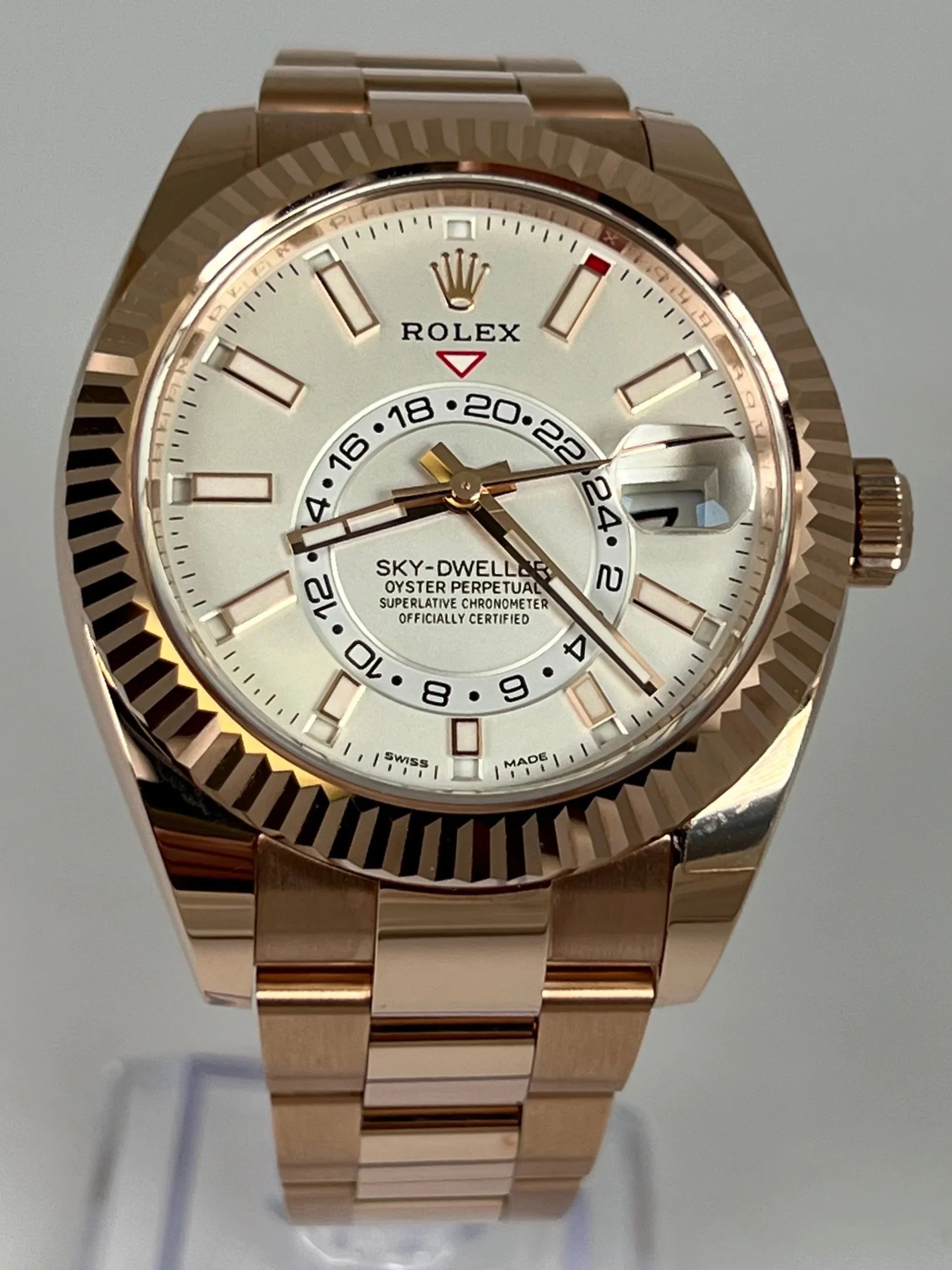 ROLEX SKY-DWELLER WHITE DIAL ROSE GOLD 326935