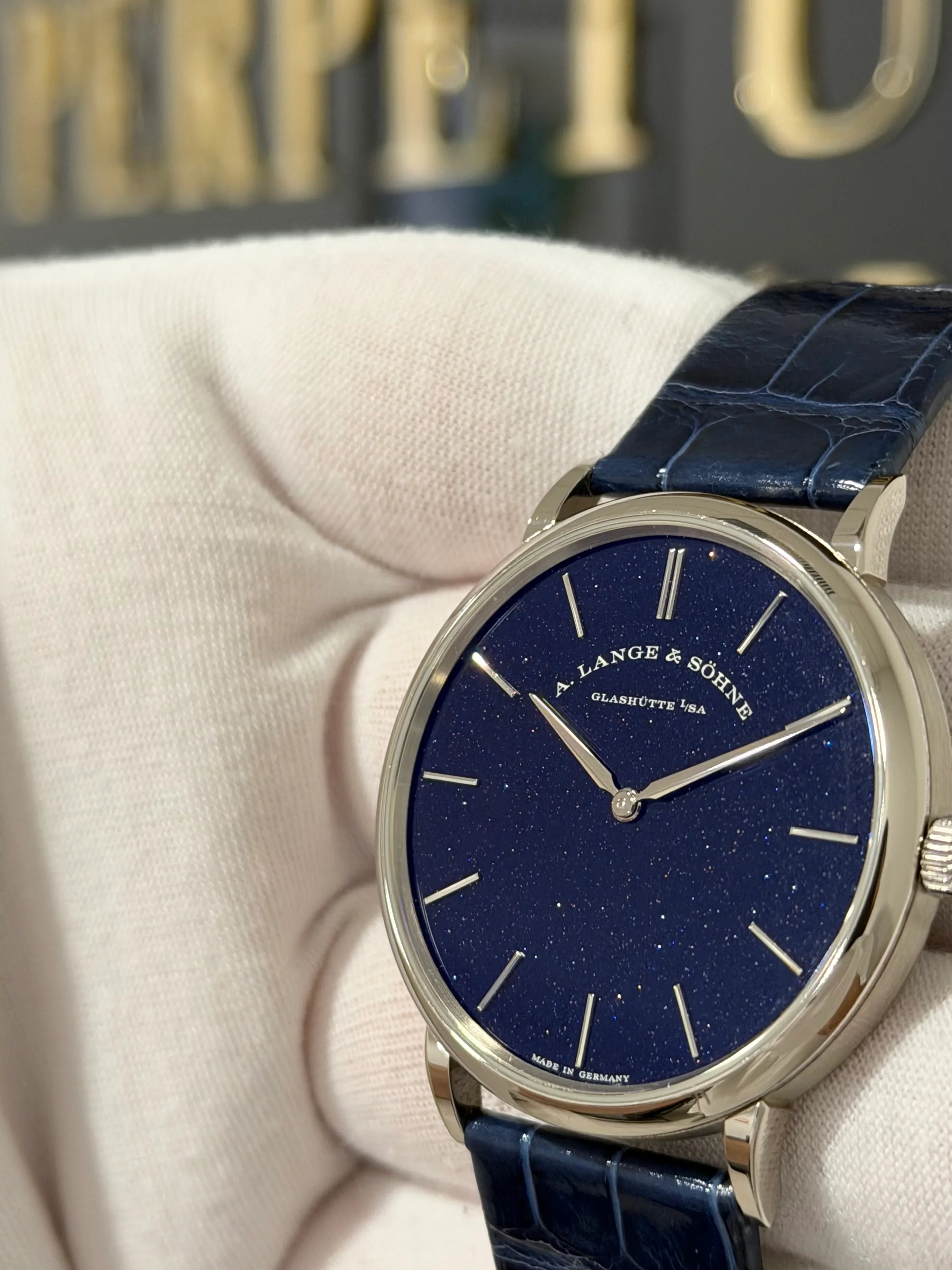 A.LANGE & SOHNE SAXONIA THIN DARK BLUE GOLD FLUX 205.086