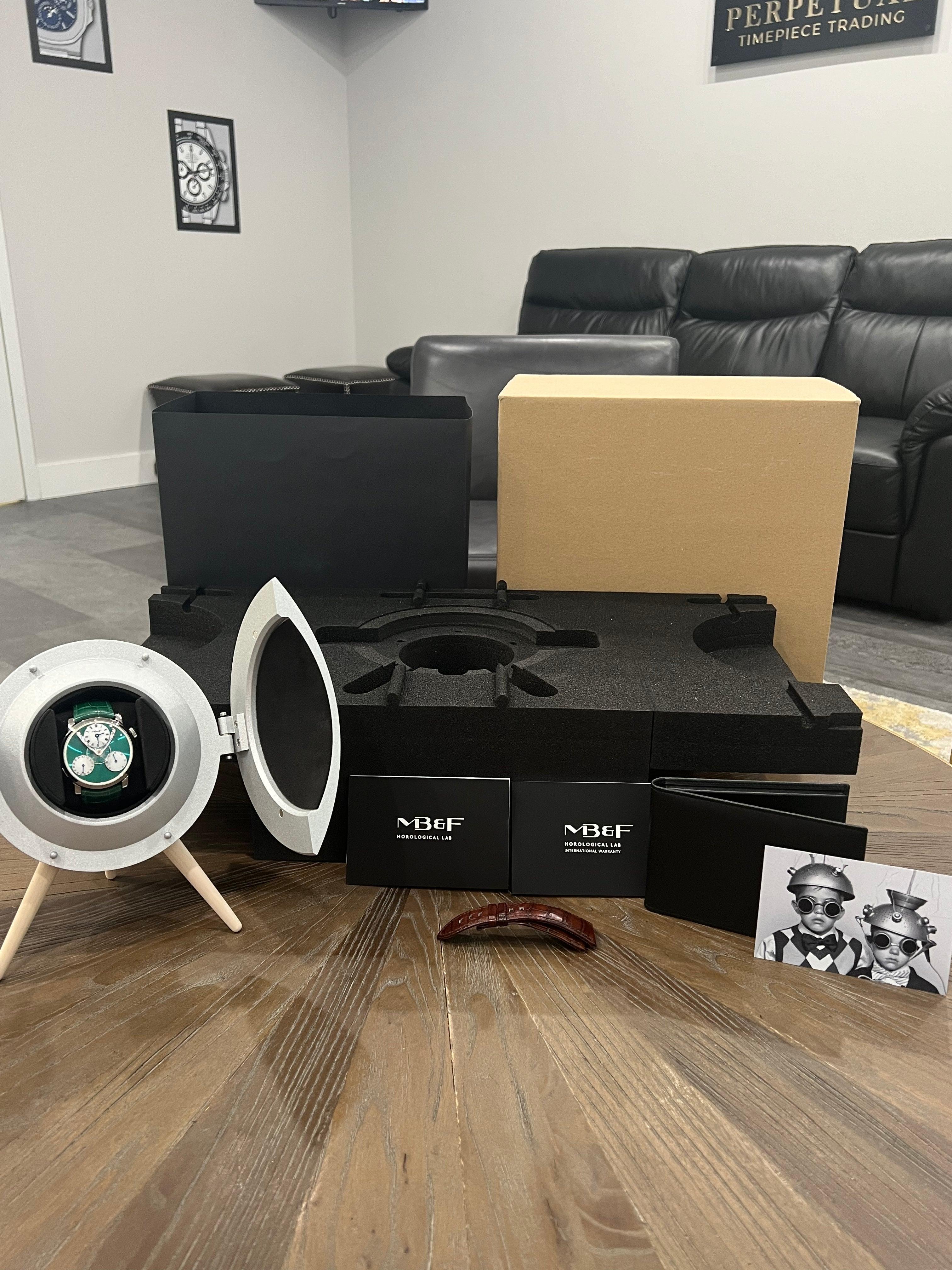 MB&F LEGACY MACHINE SPLIT ESCAPEMENT TITANIUM GREEN DIAL 33 MADE