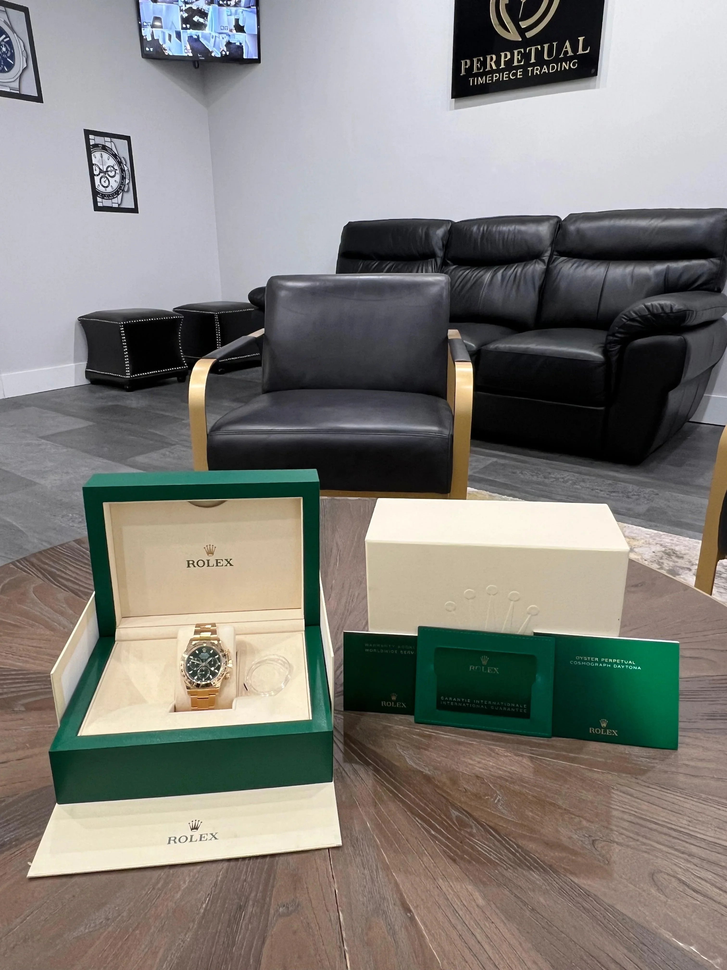 ROLEX DAYTONA YELLOW GOLD GREEN DIAL JOHN MAYOR 116508