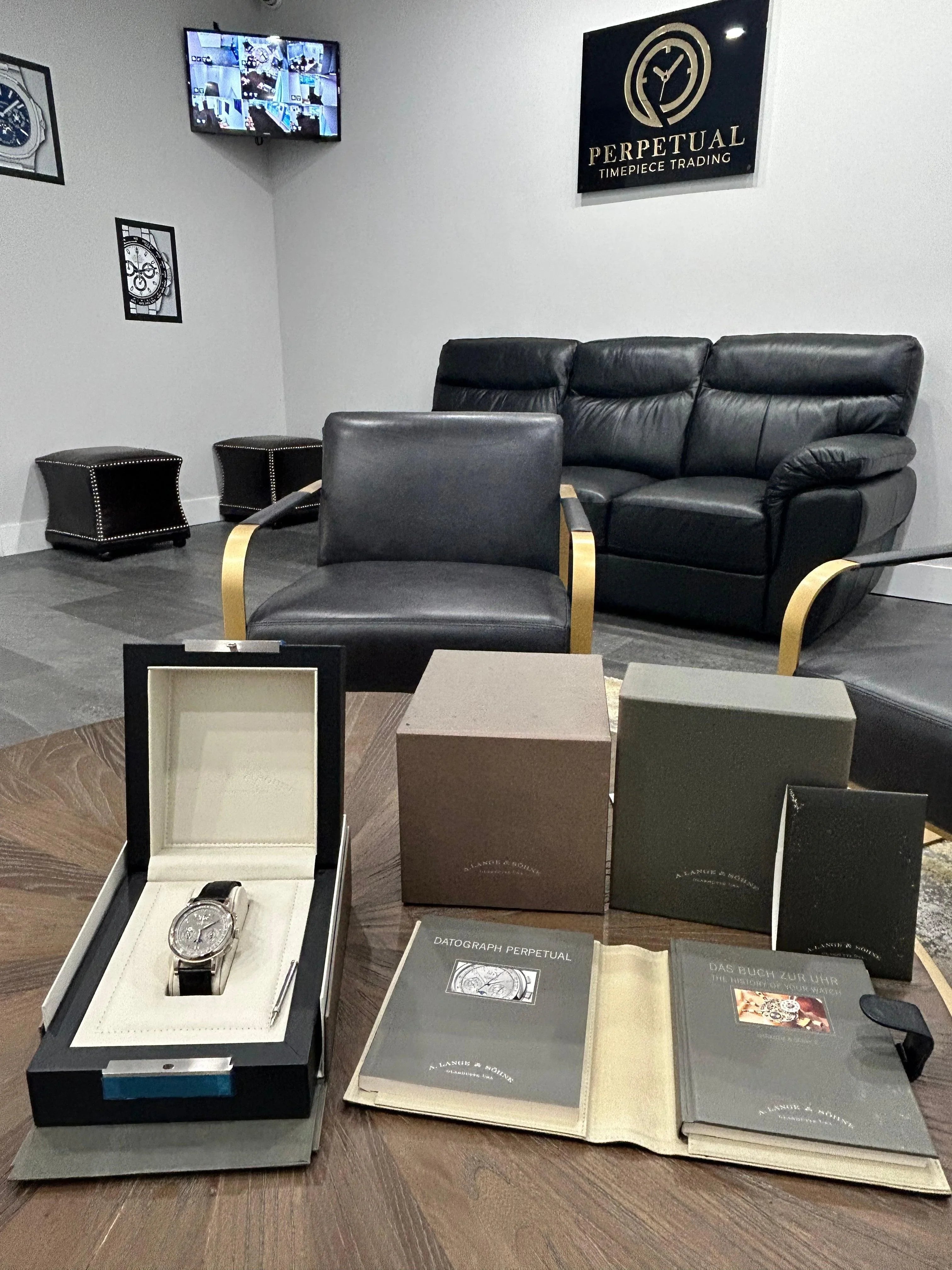 A. Lange & Söhne Saxonia Datograph Perpetual White Gold Grey rare 410.030 FE