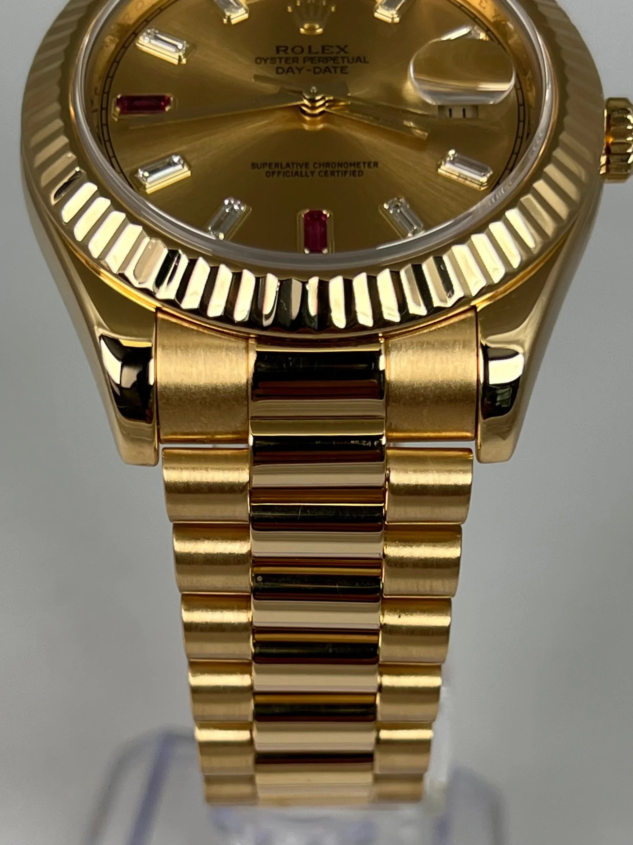 ROLEX DAY-DATE 41MM RED RUBY CHAMPAGNE 218238