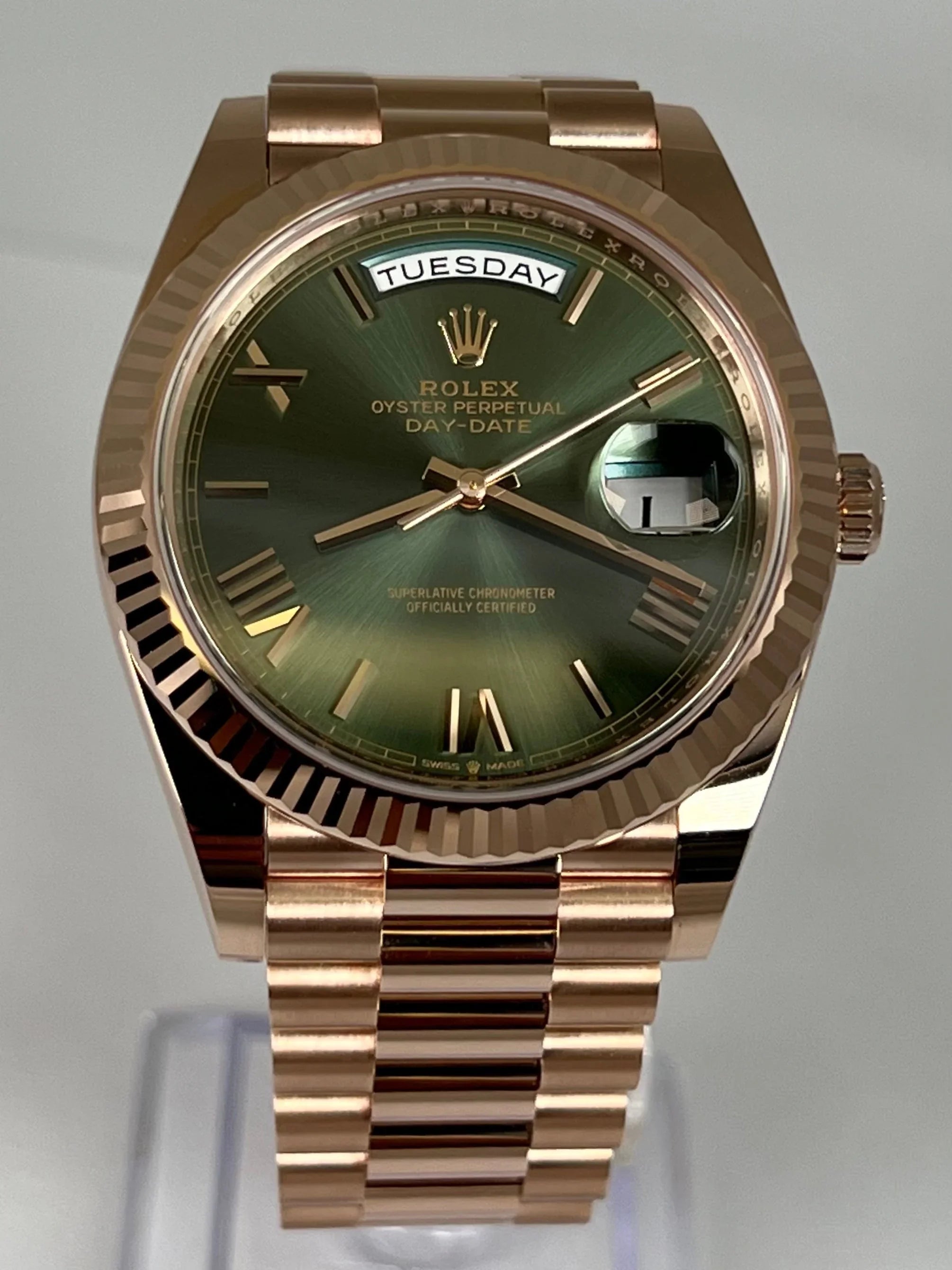 ROLEX DAY-DATE 40 OLIVE ROSE GOLD 228235