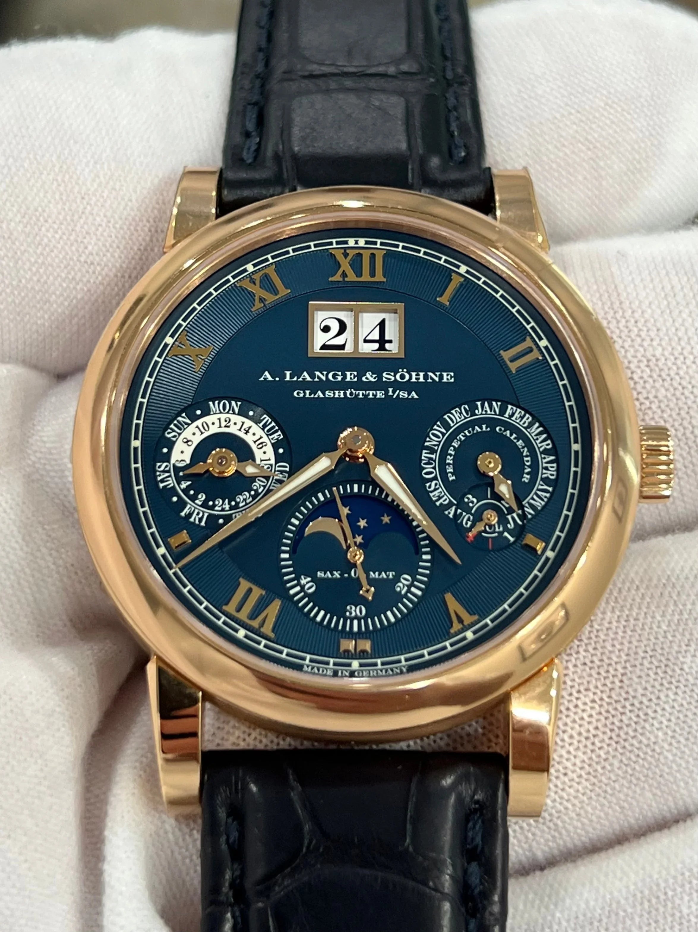 A. LANGE & SOHNE 50 MADE LANGEMATIK PERPETUAL CALENDAR ROSE GOLD BLUE DIAL 310.037 E