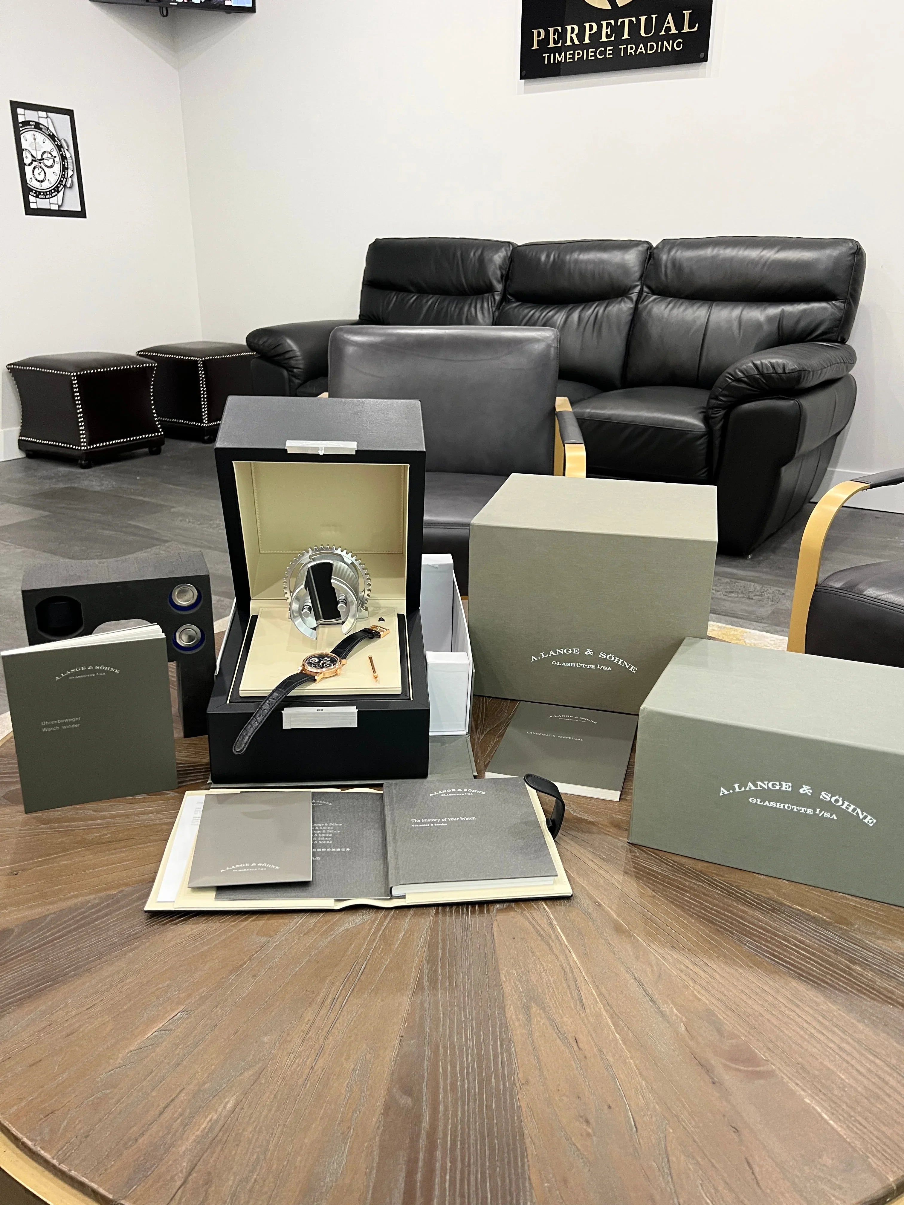 A. LANGE & SOHNE 50 MADE LANGEMATIK PERPETUAL CALENDAR ROSE GOLD BLUE DIAL 310.037 E